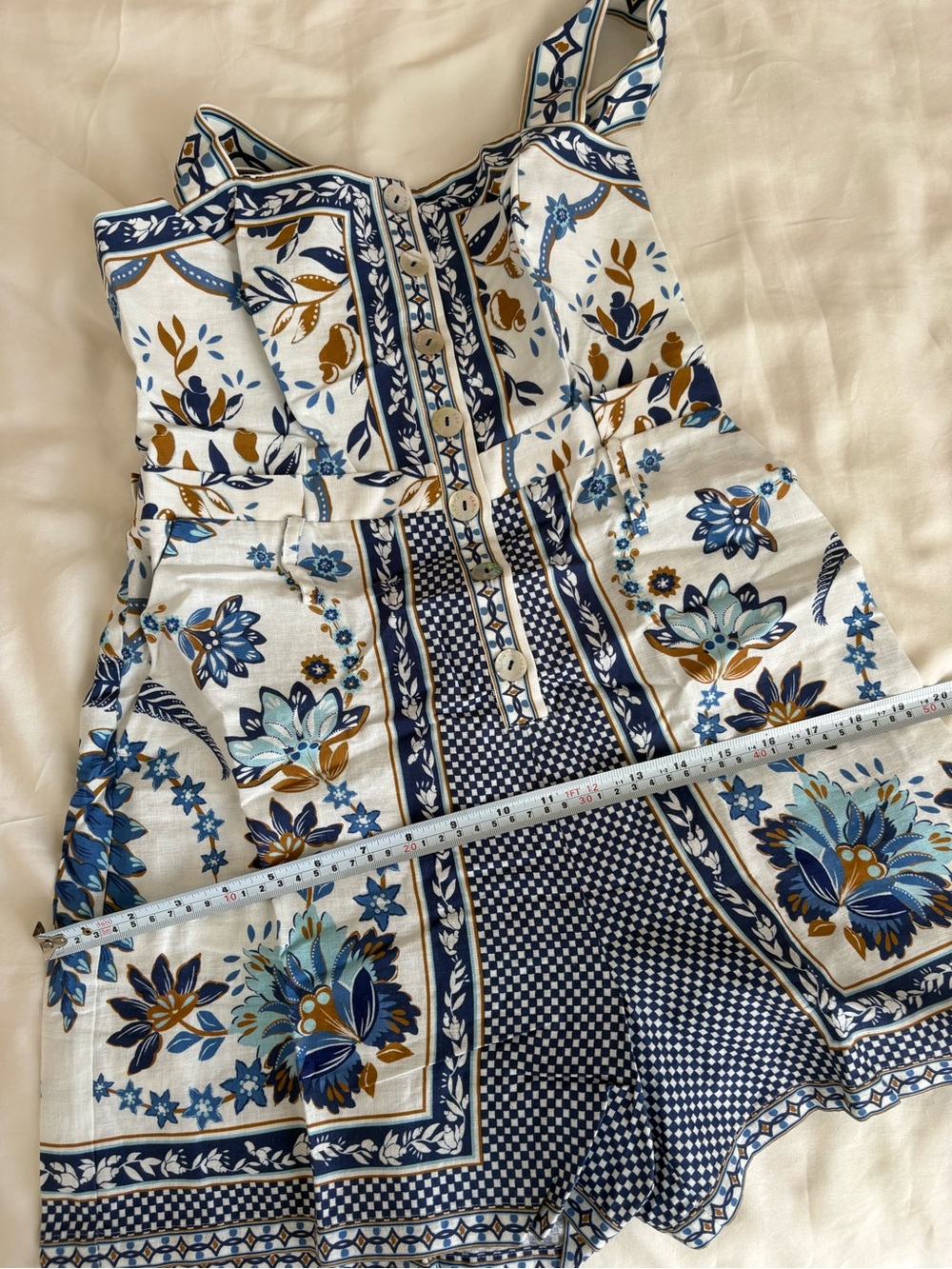 NWOT Farm Rio Off-White Ana Tapestry Lenzing™ Ecovero™ Euroflax™ Romper S - Picture 13 of 16